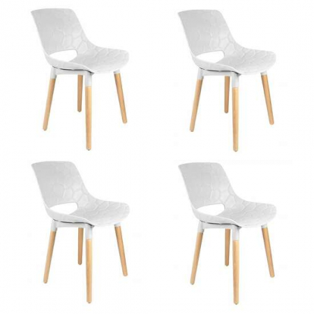 Amenajari Interioare - SCAUNE BUCATARIE/LIVING, PP, LEMN, MAX 130 KG, ALB, SET 4 BUC, 45X55X77 CM, DAVIS