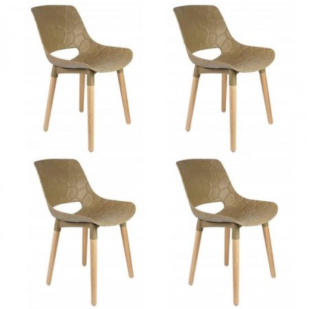 Scaune bucatarie - SCAUNE BUCATARIE/LIVING, PP, LEMN, MAX 130 KG, BEJ, SET 4 BUC, 45X55X77 CM, DAVIS
