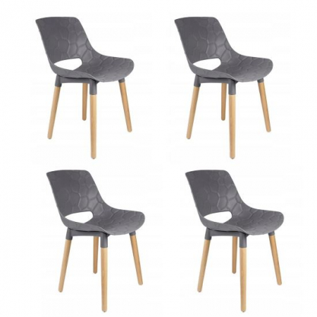 Scaune bucatarie - SCAUNE BUCATARIE/LIVING, PP, LEMN, MAX 130 KG, GRI, SET 4 BUC, 45X55X77 CM, DAVIS