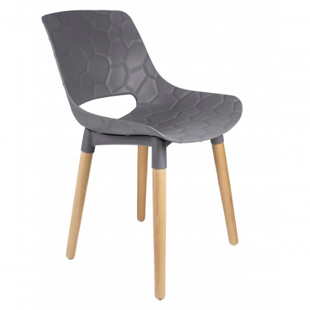SCAUNE BUCATARIE/LIVING, PP, LEMN, MAX 130 KG, GRI, SET 4 BUC, 45X55X77 CM, DAVIS [3]