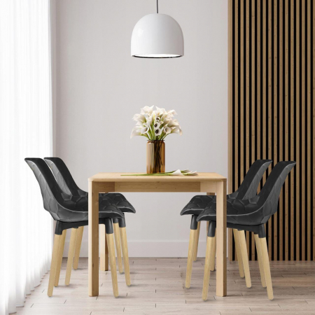 SCAUNE BUCATARIE/LIVING, PP, LEMN, MAX 130 KG, NEGRU, SET 4 BUC, 45X55X77 CM, DAVIS, JUMI [6]