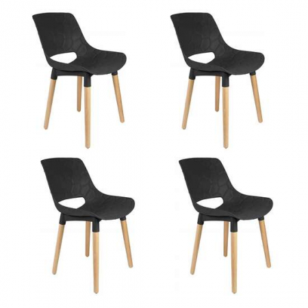 Scaune bucatarie - SCAUNE BUCATARIE/LIVING, PP, LEMN, MAX 130 KG, NEGRU, SET 4 BUC, 45X55X77 CM, DAVIS, JUMI