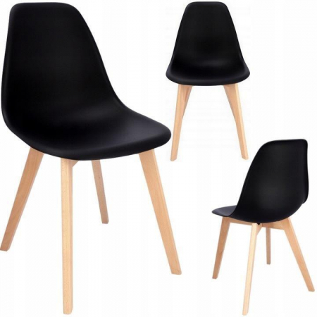 SCAUNE BUCATARIE/LIVING, PP, LEMN, NEGRU, SET 4 BUC, 46X52X82 CM, ADA, JUMI [4]