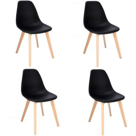 Scaune bucatarie - SCAUNE BUCATARIE/LIVING, PP, LEMN, NEGRU, SET 4 BUC, 46X52X82 CM, ADA, JUMI