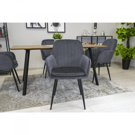 SCAUNE BUCATARIE/LIVING, SET 2 BUC, ARTOOL, LUGO, CATIFEA, METAL, GRI SI NEGRU, 57.5X56.5X86.5 CM [2]