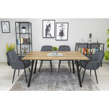SCAUNE BUCATARIE/LIVING, SET 2 BUC, ARTOOL, LUGO, CATIFEA, METAL, GRI SI NEGRU, 57.5X56.5X86.5 CM [4]
