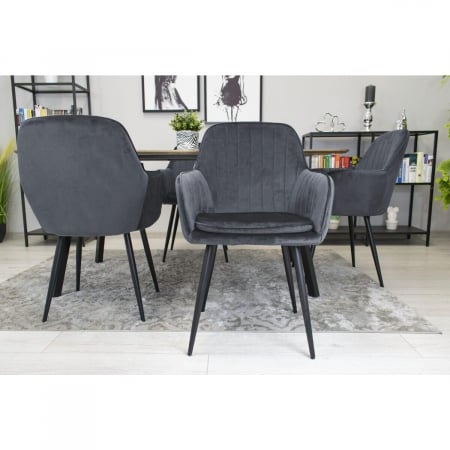 SCAUNE BUCATARIE/LIVING, SET 2 BUC, ARTOOL, LUGO, CATIFEA, METAL, GRI SI NEGRU, 57.5X56.5X86.5 CM [8]