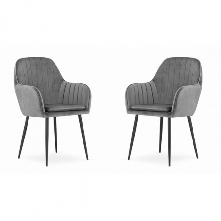 Scaune bucatarie - SCAUNE BUCATARIE/LIVING, SET 2 BUC, ARTOOL, LUGO, CATIFEA, METAL, GRI SI NEGRU, 57.5X56.5X86.5 CM
