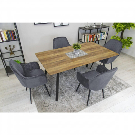 SCAUNE BUCATARIE/LIVING, SET 2 BUC, ARTOOL, LUGO, CATIFEA, METAL, GRI SI NEGRU, 57.5X56.5X86.5 CM [1]