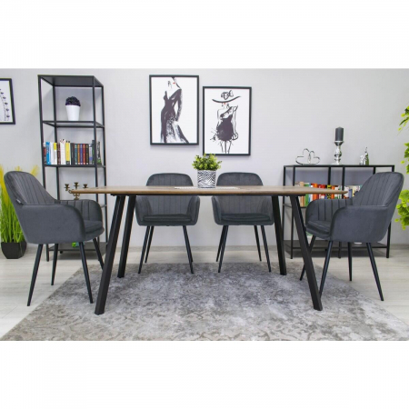 SCAUNE BUCATARIE/LIVING, SET 2 BUC, ARTOOL, LUGO, CATIFEA, METAL, GRI SI NEGRU, 57.5X56.5X86.5 CM [5]