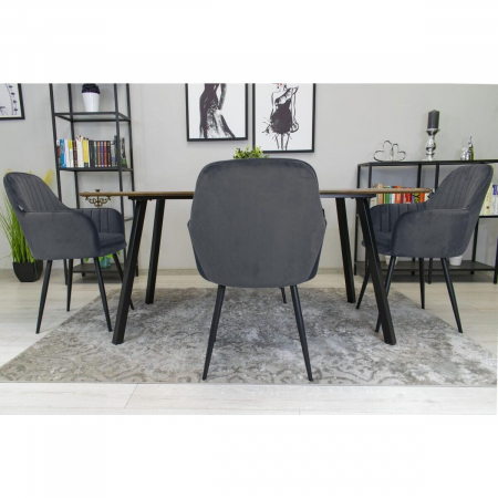 SCAUNE BUCATARIE/LIVING, SET 2 BUC, ARTOOL, LUGO, CATIFEA, METAL, GRI SI NEGRU, 57.5X56.5X86.5 CM [13]