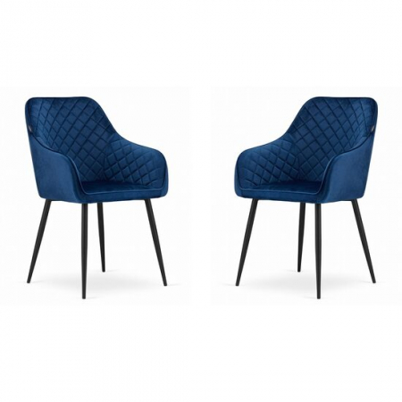 Scaune bucatarie - SCAUNE BUCATARIE/LIVING, SET 2 BUC, ARTOOL, NUGAT, CATIFEA, METAL, BLEUMARIN SI NEGRU, 58X54.5X91 CM