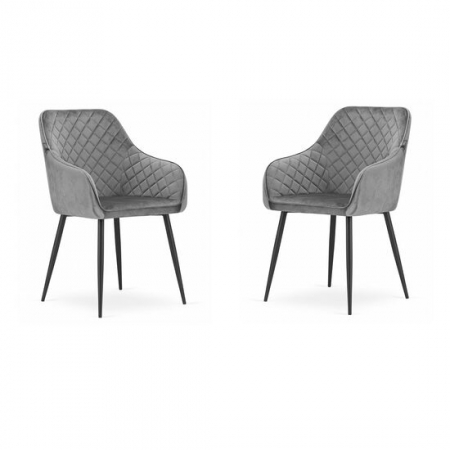 Scaune - SCAUNE BUCATARIE/LIVING, SET 2 BUC, ARTOOL, NUGAT, CATIFEA, METAL, GRI SI NEGRU, 58X54.5X91 CM