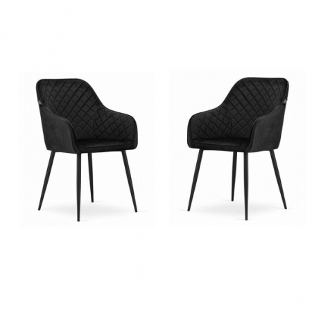 Scaune - SCAUNE BUCATARIE/LIVING, SET 2 BUC, ARTOOL, NUGAT, CATIFEA, METAL, NEGRU, 58X54.5X91 CM