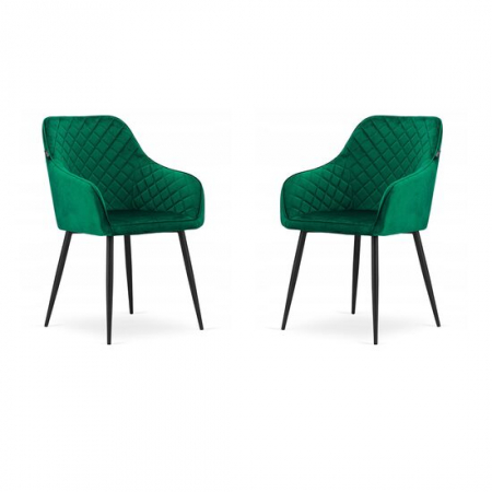 Scaune bucatarie - SCAUNE BUCATARIE/LIVING, SET 2 BUC, ARTOOL, NUGAT, CATIFEA, METAL, VERDE SI NEGRU, 58X54.5X91 CM