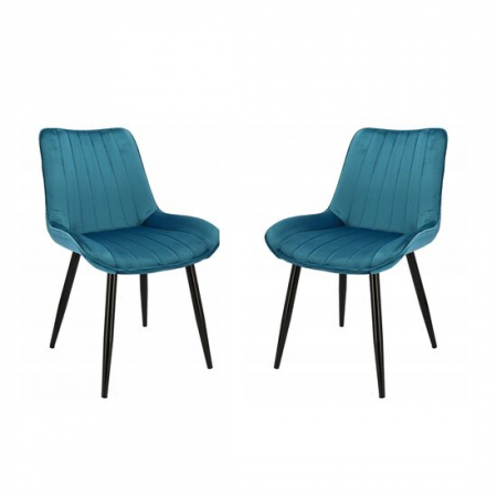 Scaune bucatarie - SCAUNE BUCATARIE/LIVING, SET 2 BUC, JUMI, VIVA, CATIFEA, METAL, ALBASTRU MARIN SI NEGRU, 54X61X83 CM