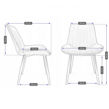 SCAUNE BUCATARIE/LIVING, SET 2 BUC, JUMI, VIVA, CATIFEA, METAL, ALBASTRU MARIN SI NEGRU, 54X61X83 CM [3]