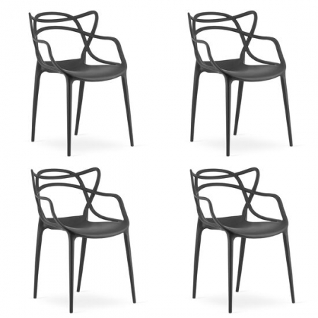 Scaune - SCAUNE BUCATARIE/LIVING, SET 4 BUC, ARTOOL, KATO, PP, NEGRU, 54X55X82.5 CM