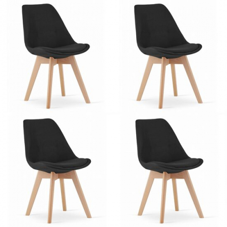 Scaune - SCAUNE BUCATARIE/LIVING, SET 4 BUC, ARTOOL, NORI, STOFA, LEMN, NEGRU, 48.5X54X84 CM