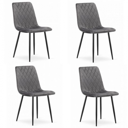 Scaune - SCAUNE BUCATARIE/LIVING, SET 4 BUC, ARTOOL, TURIN, CATIFEA, METAL, GRI SI NEGRU, 44.5X53X88.5 CM