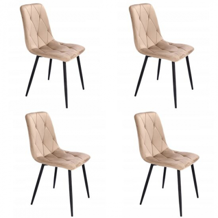 Scaune bucatarie - SCAUNE BUCATARIE/LIVING, SET 4 BUC, JUMI, PIADO, CATIFEA, METAL, BEJ SI NEGRU, 44X52X89 CM