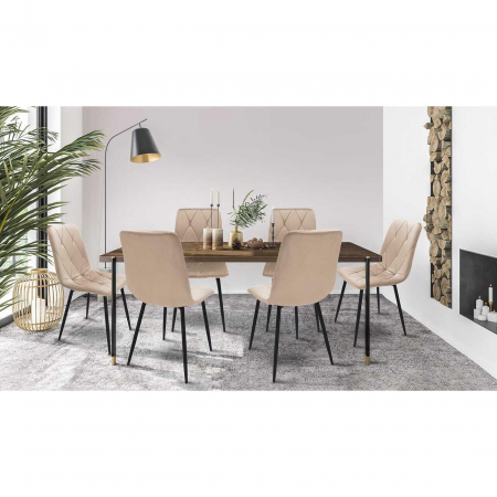 SCAUNE BUCATARIE/LIVING, SET 4 BUC, JUMI, PIADO, CATIFEA, METAL, BEJ SI NEGRU, 44X52X89 CM [5]