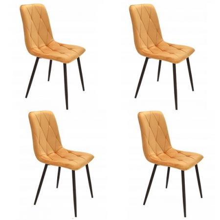 Scaune bucatarie - SCAUNE BUCATARIE/LIVING, SET 4 BUC, JUMI, PIADO, CATIFEA, METAL, MUSTAR SI NEGRU, 44X52X89 CM