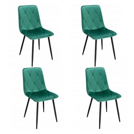 Scaune bucatarie - SCAUNE BUCATARIE/LIVING, SET 4 BUC, JUMI, PIADO, CATIFEA, METAL, VERDE SI NEGRU, 44X52X89 CM