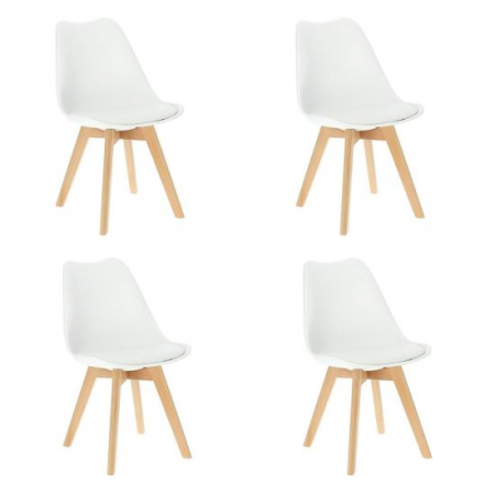 Scaune bucatarie - SCAUNE BUCATARIE/LIVING, SEZUT PU, ALB, SET 4 BUC, 48.5X54X82 CM, OSLO