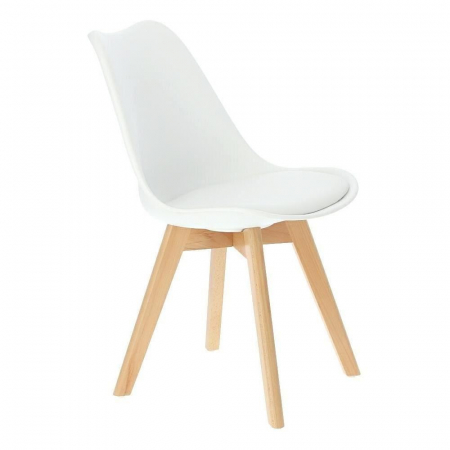 SCAUNE BUCATARIE/LIVING, SEZUT PU, ALB, SET 4 BUC, 48.5X54X82 CM, OSLO [8]