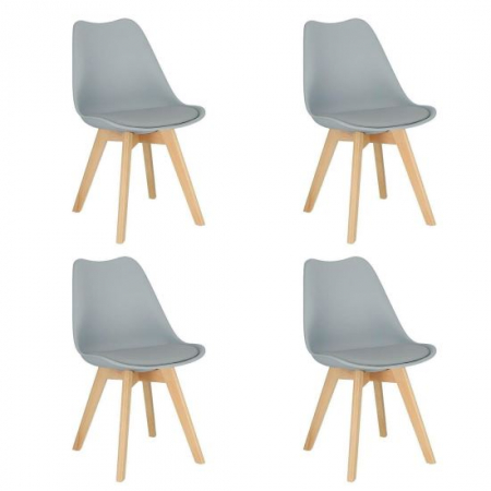 Scaune bucatarie - SCAUNE BUCATARIE/LIVING, SEZUT PU, GRI, SET 4 BUC, 48.5X54X82 CM, OSLO