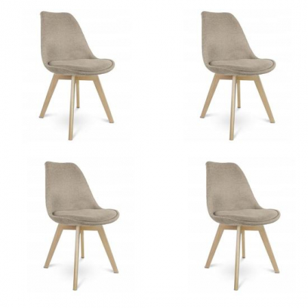 Scaune bucatarie - SCAUNE BUCATARIE/LIVING, STOFA, LEMN, GRI CALD, SET 4 BUC, 49X55X82 CM
