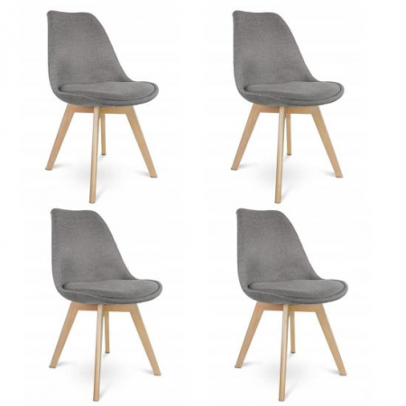 Scaune bucatarie - SCAUNE BUCATARIE/LIVING, STOFA, LEMN, GRI, SET 4 BUC, 49X55X82 CM