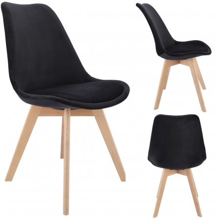 SCAUNE BUCATARIE/LIVING, STOFA, LEMN, NEGRU, SET 4 BUC, 49X55X82 CM, ALTA [6]