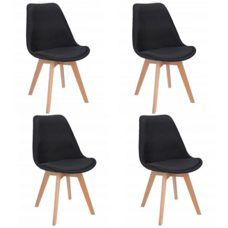 Scaune bucatarie - SCAUNE BUCATARIE/LIVING, STOFA, LEMN, NEGRU, SET 4 BUC, 49X55X82 CM, ALTA
