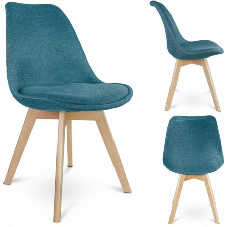 SCAUNE BUCATARIE/LIVING, STOFA, LEMN, VERDE MARIN, SET 4 BUC, 49X55X82 CM [9]