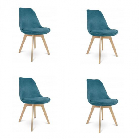Scaune bucatarie - SCAUNE BUCATARIE/LIVING, STOFA, LEMN, VERDE MARIN, SET 4 BUC, 49X55X82 CM