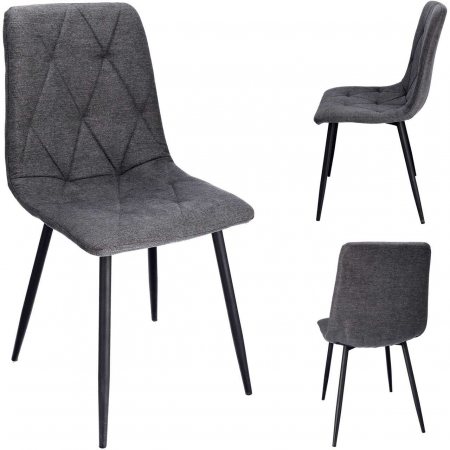 SCAUNE BUCATARIE/LIVING, TAPITATE, TEXTIL, METAL, GRI, SET 4 BUC, 44X52X89 CM, VENA [8]