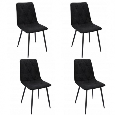 Scaune bucatarie - SCAUNE BUCATARIE/LIVING, TAPITATE, TEXTIL, METAL, NEGRU, SET 4 BUC, 44X52X89 CM, VENA