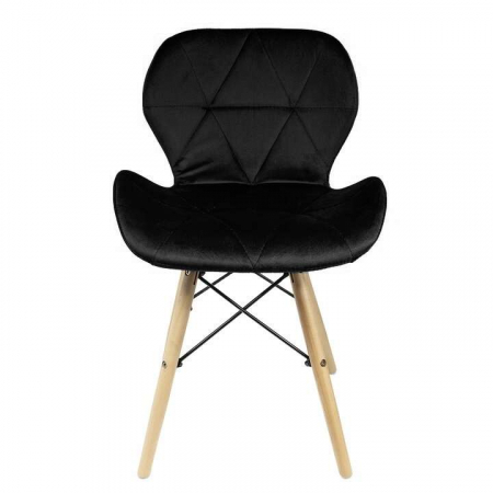 SCAUNE STIL SCANDINAV, CATIFEA, LEMN, NEGRU SI NATUR, SET 4 BUC, 46X50X73 CM [1]