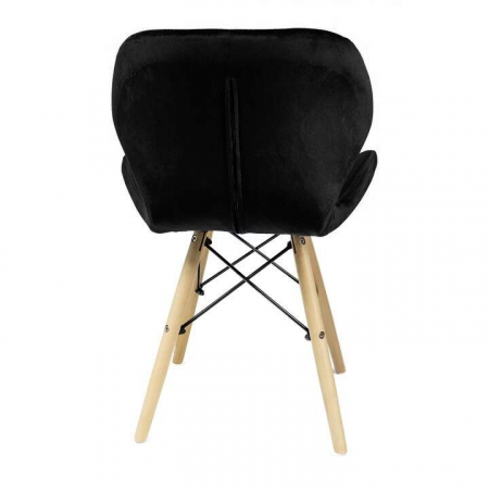 SCAUNE STIL SCANDINAV, CATIFEA, LEMN, NEGRU SI NATUR, SET 4 BUC, 46X50X73 CM [5]