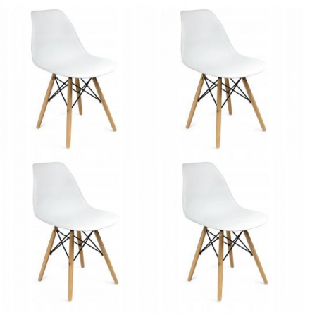 Scaune stil snadinav - SCAUNE STIL SCANDINAV, PLASTIC, LEMN, ALB, SET 4 BUC, 46X52X81 CM, EVA