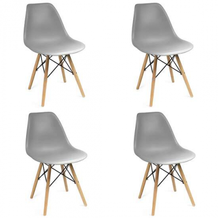 Scaune stil snadinav - SCAUNE STIL SCANDINAV, PLASTIC, LEMN, GRI, SET 4 BUC, 46X52X81 CM, EVA