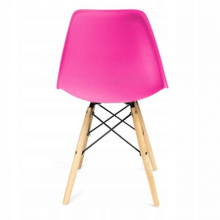 SCAUNE STIL SCANDINAV, PLASTIC, LEMN, ROZ, SET 4 BUC, 45X55X79.5 CM [4]