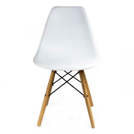 SCAUNE STIL SCANDINAV, PLASTIC, METAL, LEMN, ALB, SET 4 BUC, 46X52X81 CM, EVA [6]