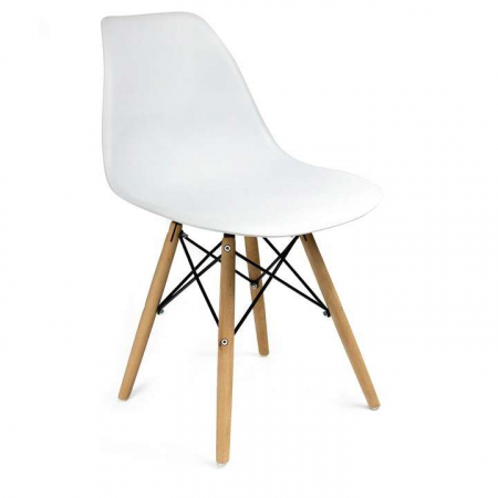 SCAUNE STIL SCANDINAV, PLASTIC, METAL, LEMN, ALB, SET 4 BUC, 46X52X81 CM, EVA [2]