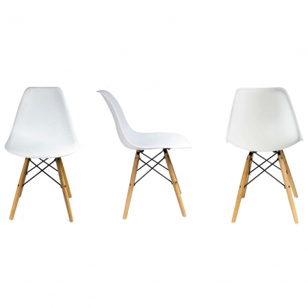 SCAUNE STIL SCANDINAV, PLASTIC, METAL, LEMN, ALB, SET 4 BUC, 46X52X81 CM, EVA [4]