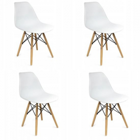 Scaune stil snadinav - SCAUNE STIL SCANDINAV, PLASTIC, METAL, LEMN, ALB, SET 4 BUC, 46X52X81 CM, EVA