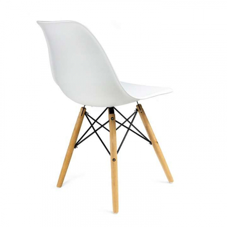 SCAUNE STIL SCANDINAV, PLASTIC, METAL, LEMN, ALB, SET 4 BUC, 46X52X81 CM, EVA [7]