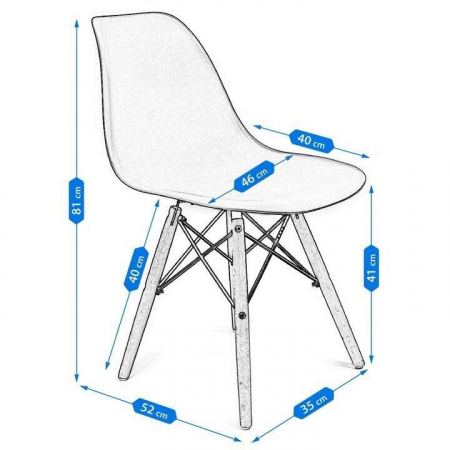 SCAUNE STIL SCANDINAV, PLASTIC, METAL, LEMN, MUSTAR, SET 4 BUC, 46X52X81 CM, EVA [5]
